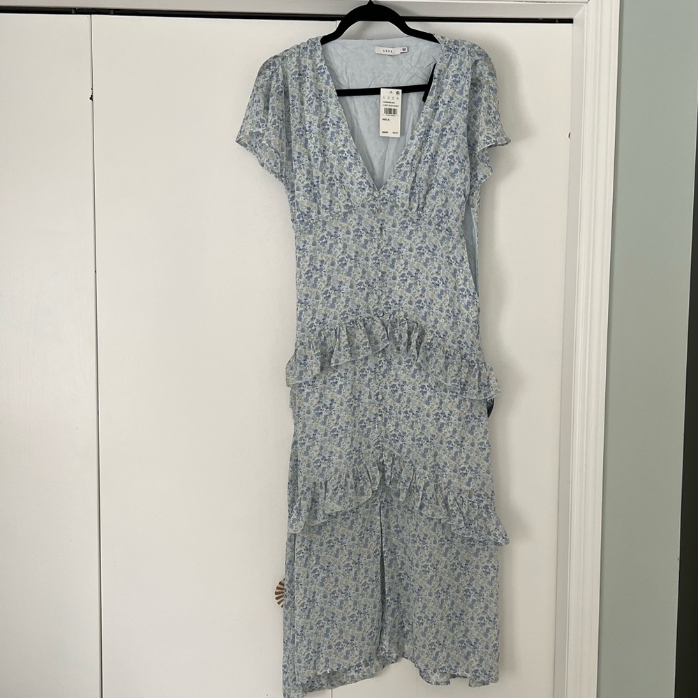 Lush Blue Floral Midi Dress